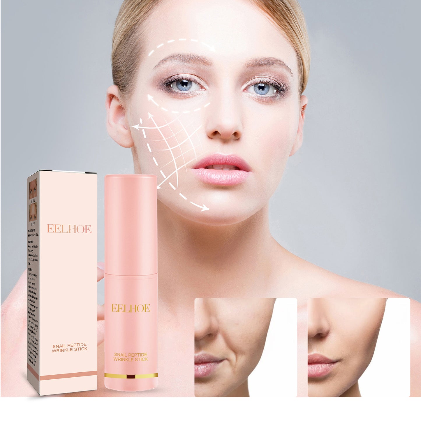 EELHOE Snail Peptide Anti-Wrinkle Stick Fading Wrinkle French Lines Moisture Replenishment Firming Facial Skin Anti-Aging