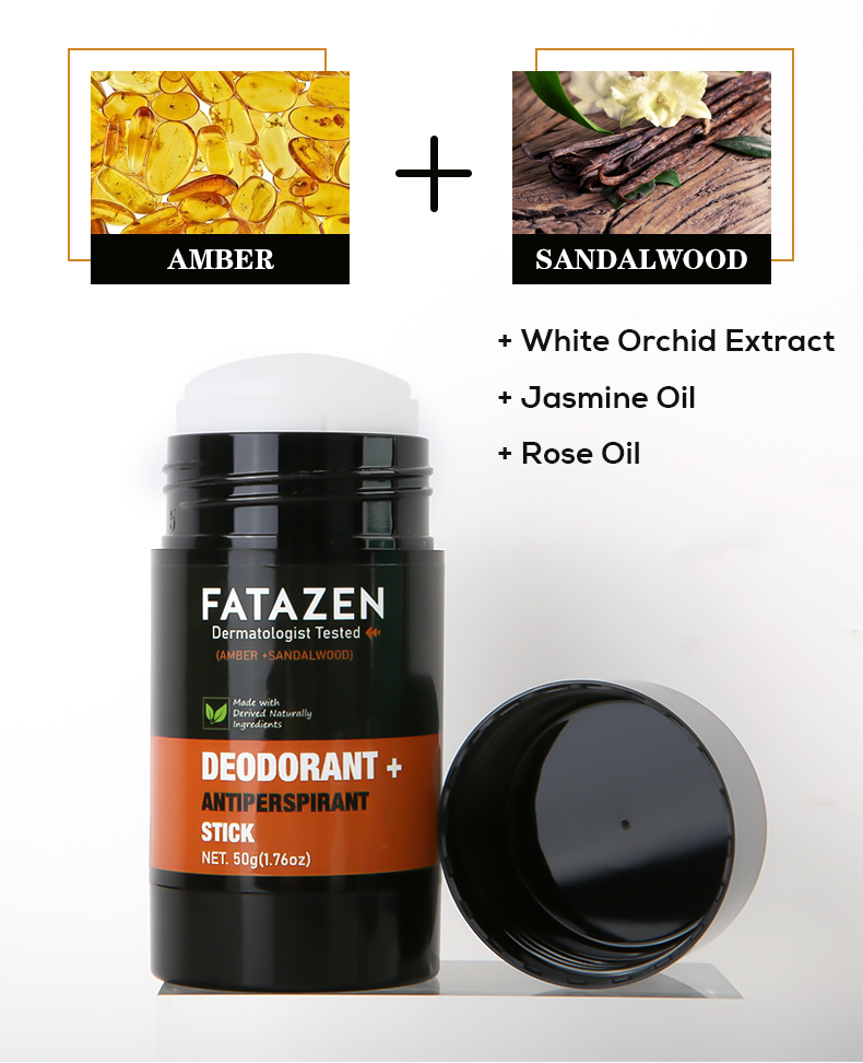 FATAZEN Wholesale Herbal Deodorant Antiperspirant Stick Body Natural Vegan Sandal Amber Sweat Odor Balm Deodorant Stick