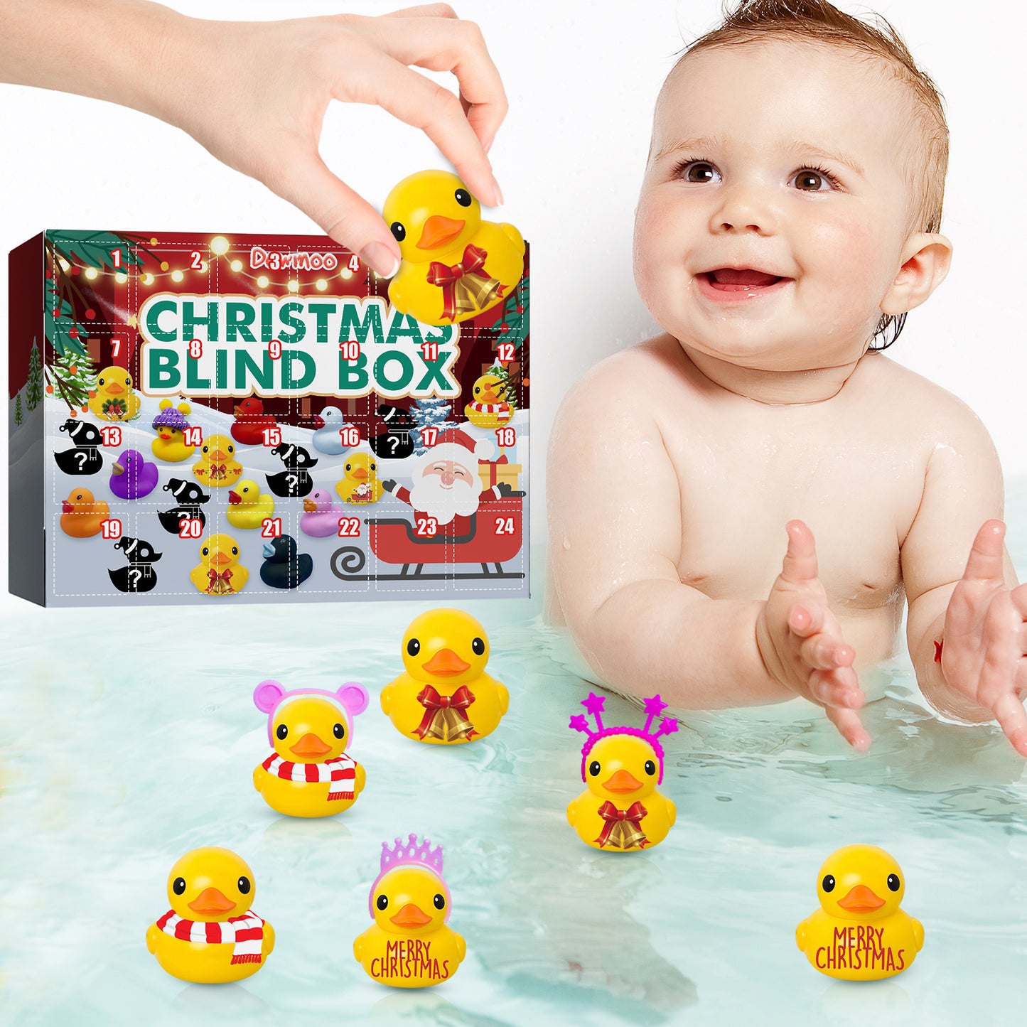 Dowmoo Christmas Rubber Duck Advent Calendar Christmas Rubber Duck Toy Blind Box24Creative Toys