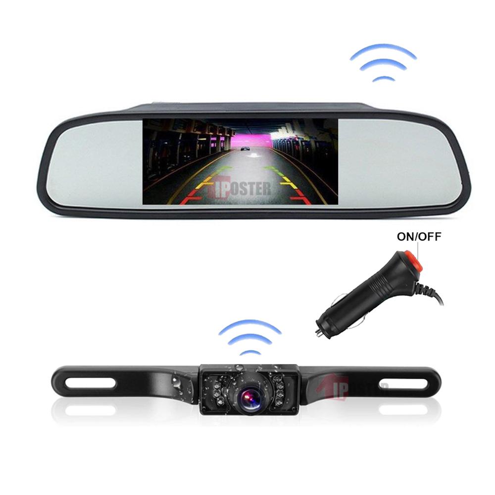 IPoster WiFi Rear View System With Cigarette Lighter Wireless Car Mirror Monitor License Plate Reverse Camera