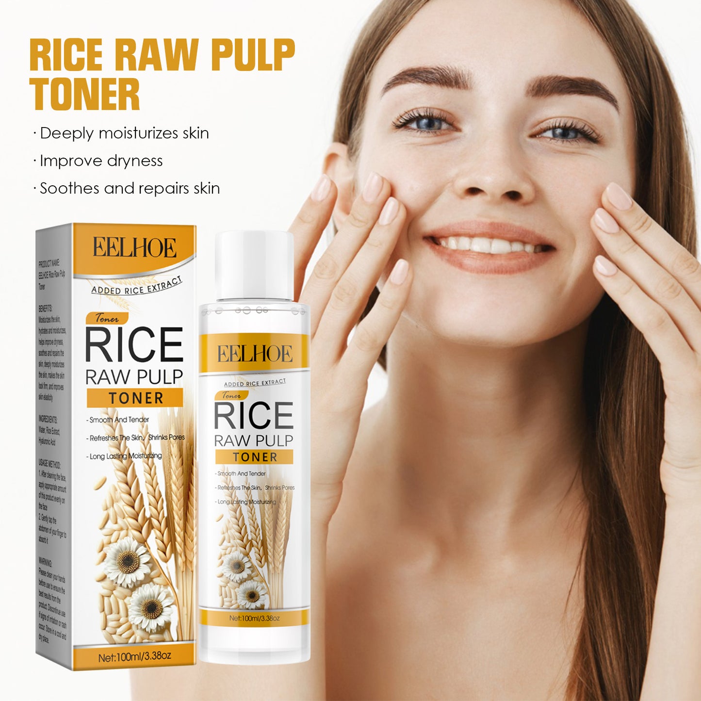 EELHOE Rice Pulp Lotion Moisturizing Firming Brightening Skin Pore Minimizing Skincare Water