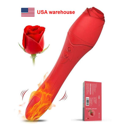 Silicone G-Spot Heating Red Rose Vibrator for Women Waterproof Female Vagina Clitoris Massager Sex Toys for Women%