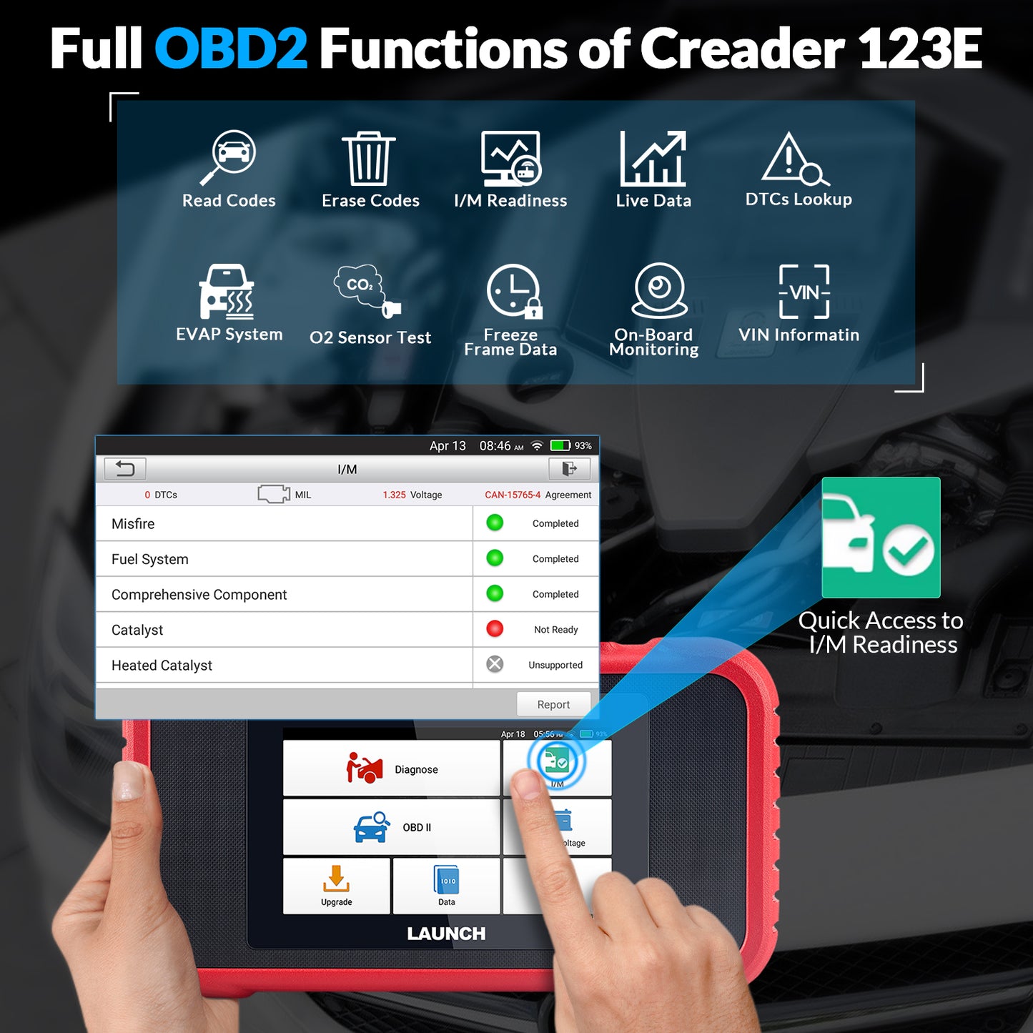 LAUNCH Original X431 CRP123E V2.0 OBD2 Diagnostic Tools Auto OBD Engine OBD2 Machine Vehicle Coder Reader Scanner