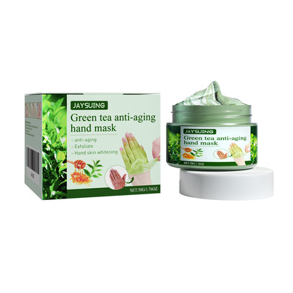 Jaysuing Green Tea Anti-Wrinkle Hand Mask Moisturizing Exfoliating Callus Repair Firming Tear-off Hand Mask