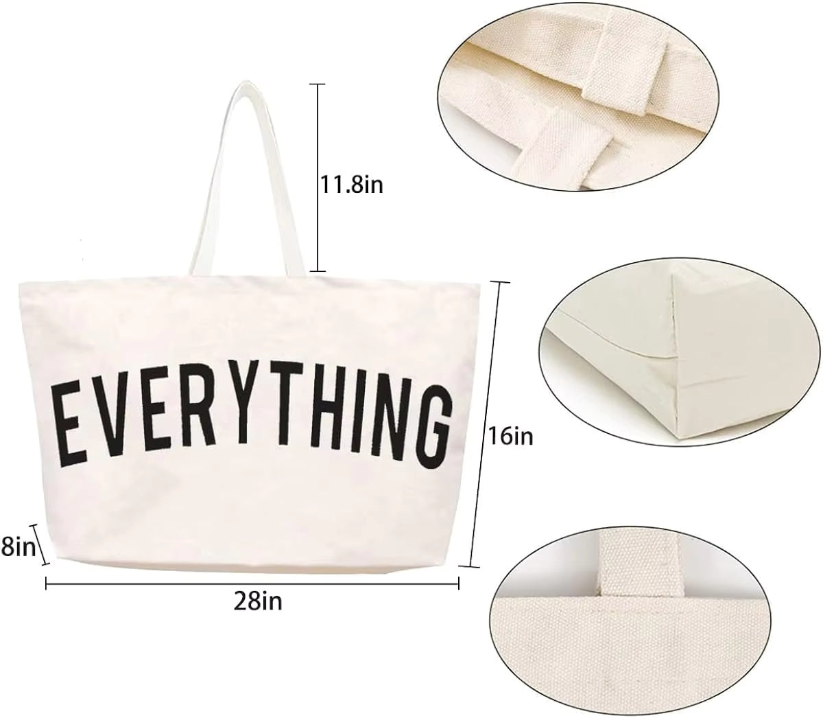 Popular Design White Everything Bag Extra Large Reusable Shopping Bag Eco Friendly Canvas Tote Bag