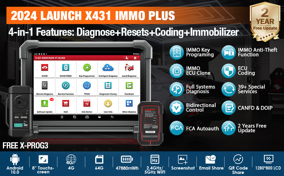 LAUNCH X431 IMMO PLUS Key FOB Programmer Car Diagnostic Tool OBD2 Scanner Professional Automotive Code Reader