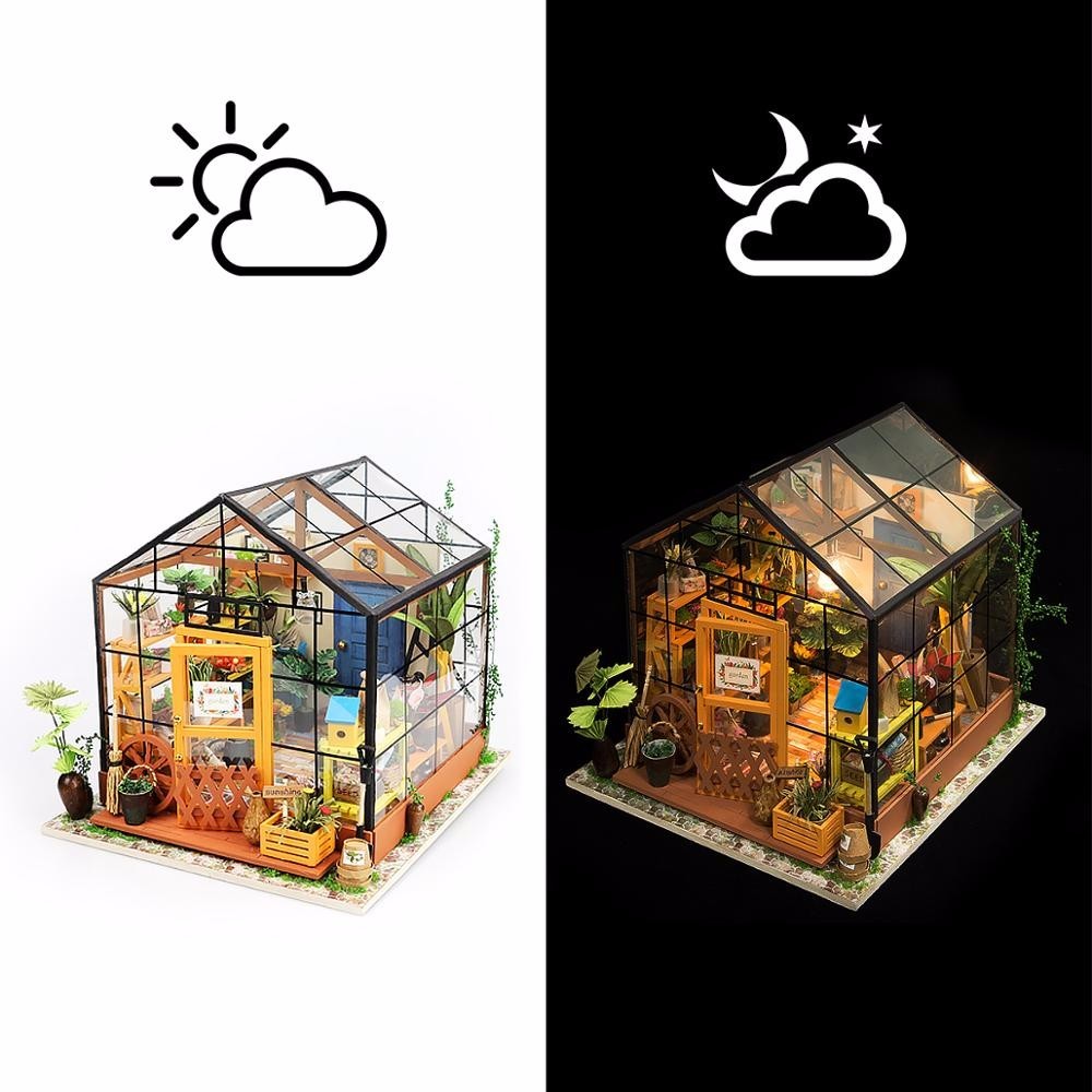 Robotime Rolife US Warehouse 3D Puzzles Wooden Toys DG104 Cathy's Flower House DIY Miniature House for Drop Shipping