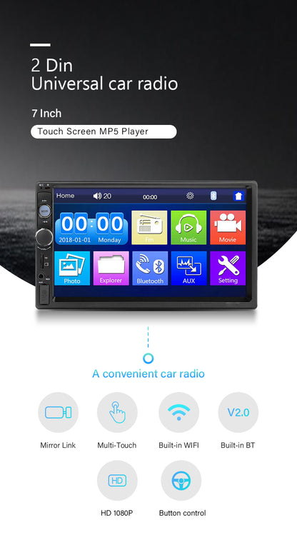 Universal 2Din 7inch 7010 Car Radio With Rear View Lens SD/USB/BT Radio Gps Navigation Touch Screen Stereo FM Audio DVD Player