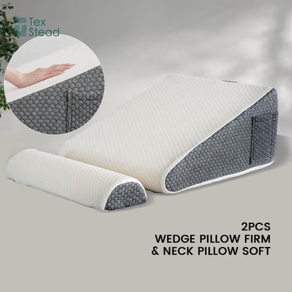 Valentine's Day Gift 1/2 Pcs Memory Foam Bed Wedge Pillow/Neck Pillow Back Leg Removable Cover Knee Sleep Massage Polyester