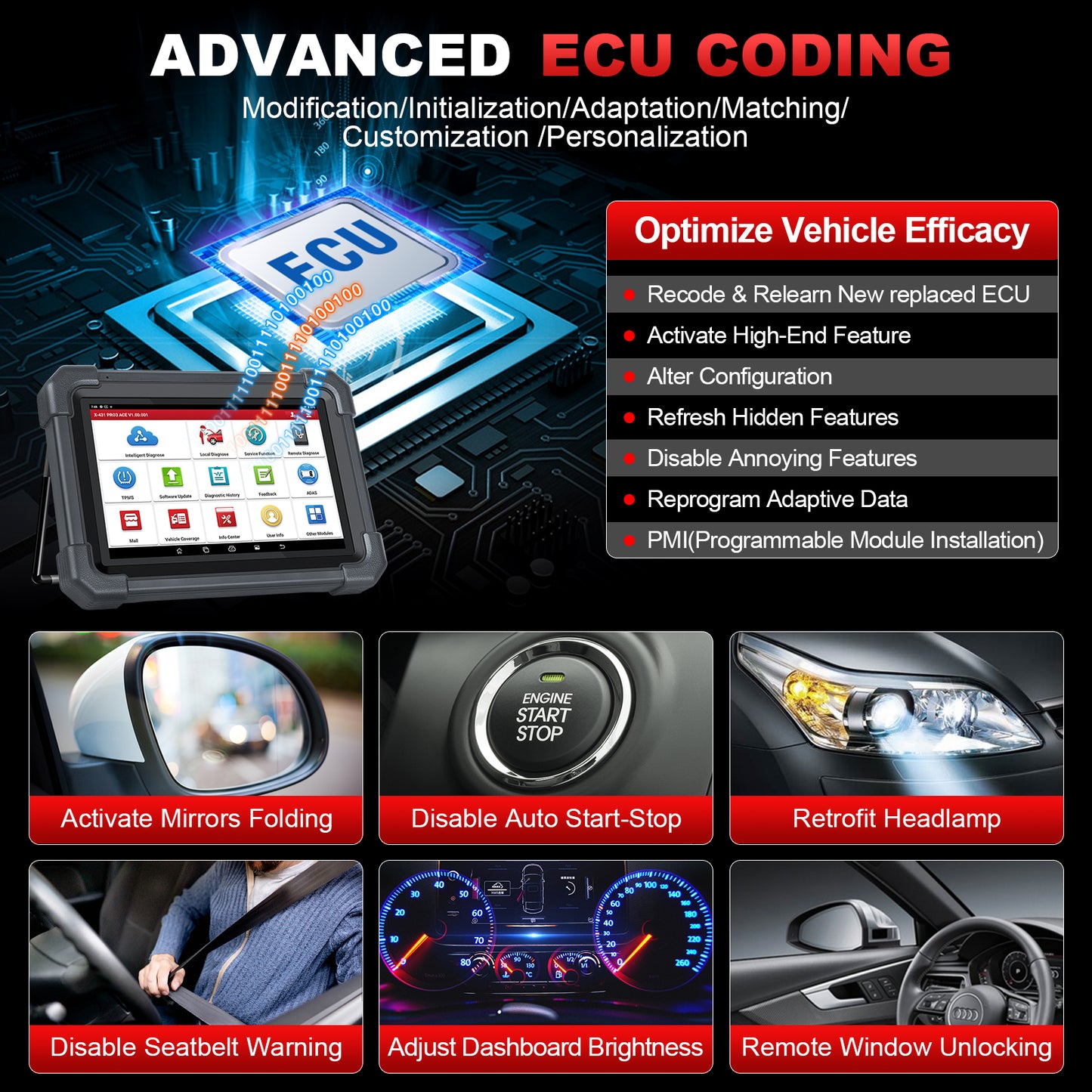 Launch X431 PRO3 ACE Elite CAN FD&DOIP Diagnostic Tool Machine for All Cars Online ECU Coding OBD2 Scanner With