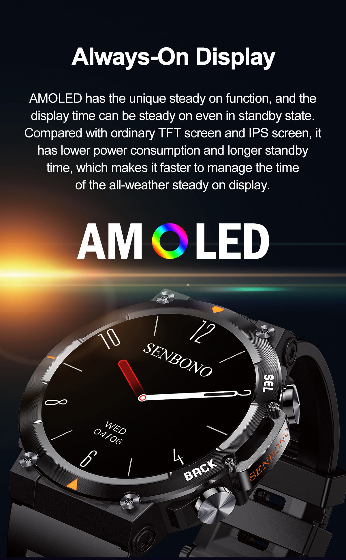 SENBONO 2024 MAX18 Men Smartwatch AMOLED1.43inch 466*466 HD Big Screen BT Calls Gesture Control AI Voice Sports Smart Watch Men