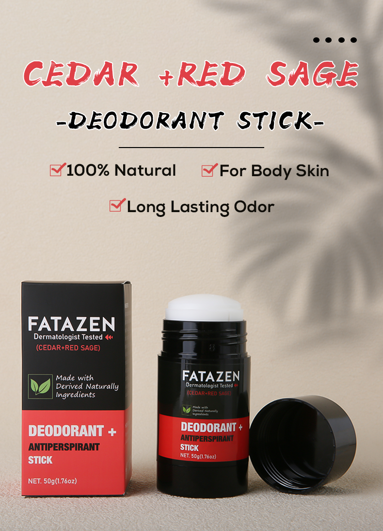 FATAZEN Wholesale Herbal Deodorant Antiperspirant Stick Natural Vegan Cedar Red Sage Fragrance Deodor Balm Deodorant Stick