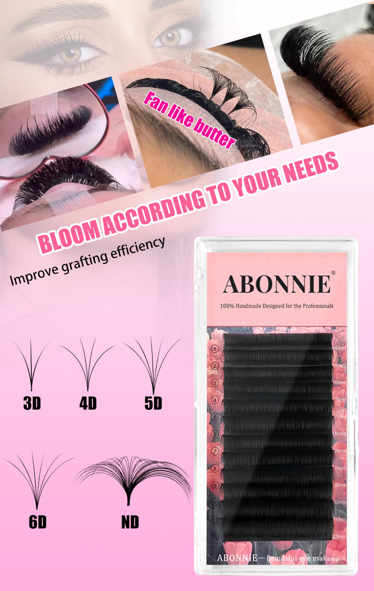 Abonnie Easy Fan Lashes Mega Volume Eyelash Extensions Self Fanning Lashes Volume Eyelash Extensions Cil 2 Boxed-packed