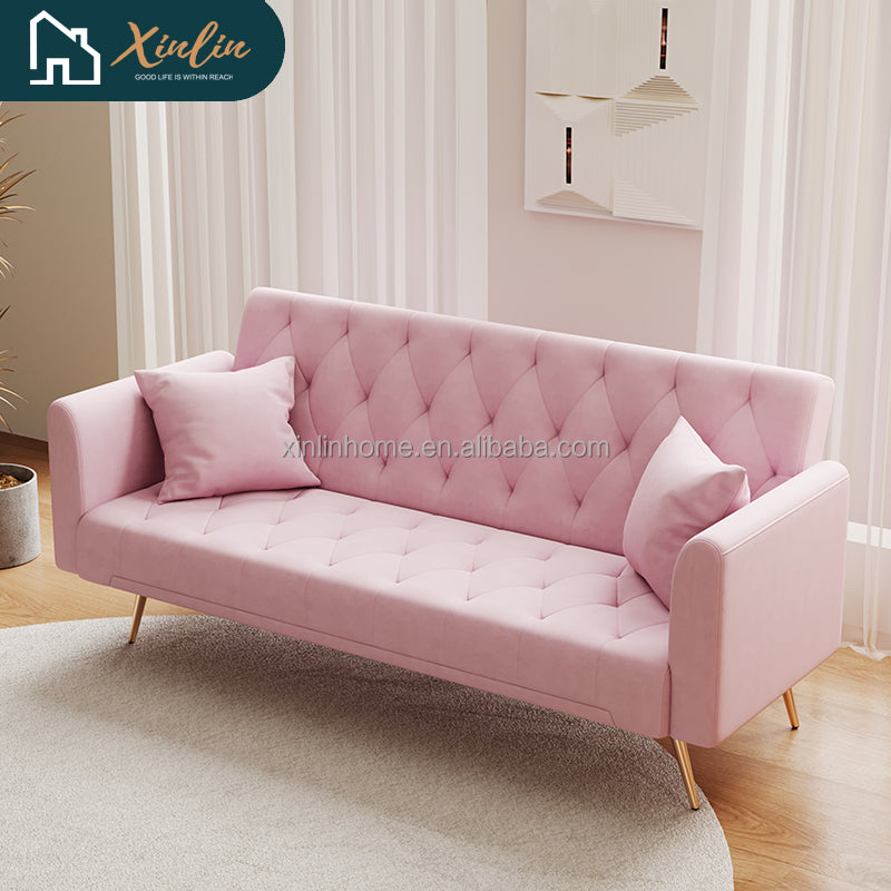 2025 Elegant Modern OEM Folding Leather Futon Bed Living Room Couch Chair for Dining Bedroom Velvet Feature with Free Shipping