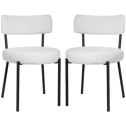 Set of 2 Black Sherpa Mid Century Modern Dining Chairs Velvet Upholstered for Home or Hotel Kitchen & Dining Room