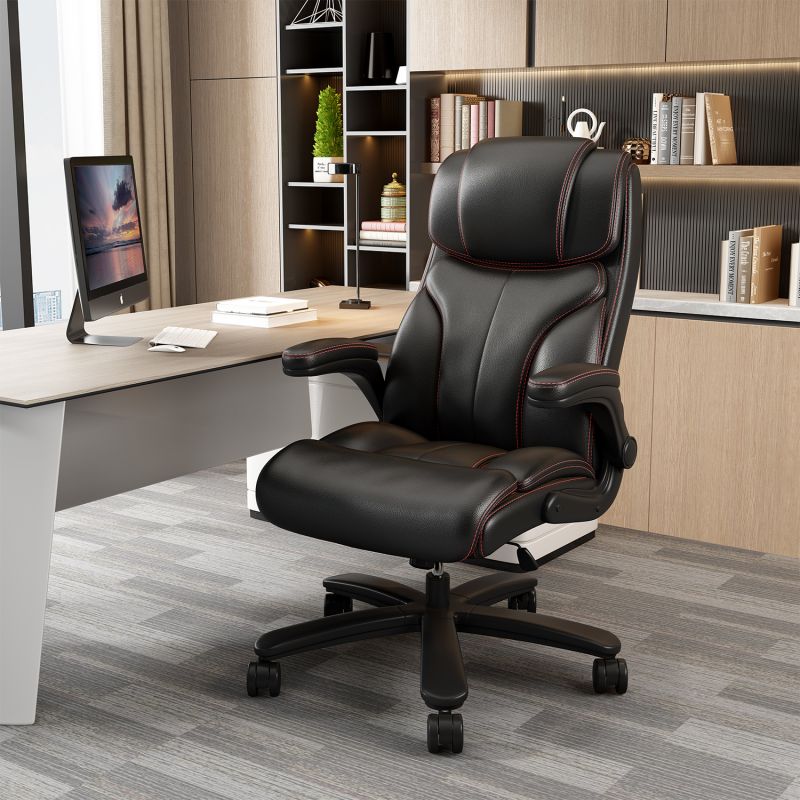 High Back Commercial Office Chair Adjustable Armrest Ergonomic Leather Comfortable Manager Desk Furniture Popular Modern Style