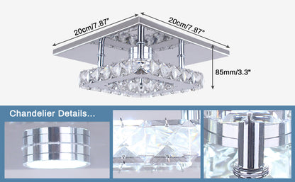 7.8-Inch Modern Exquisite LED Ceiling Light Crystal Chandelier for Bedrooms and Small Rooms Corridors