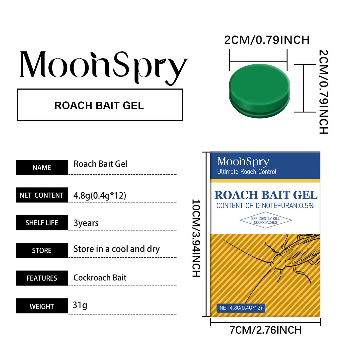 MOONSPRY Cockroach Bait Gel Household Living Room Indoor Kitchen Cleaning Cockroach Repellent Insect Bait Agent