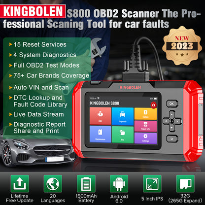 Kingbolen Hot S800 Four System Car Diagnostic Tool OBD2 Scanner Auto VIN Vehicle Analyzer CODE Reader Lifetime Free