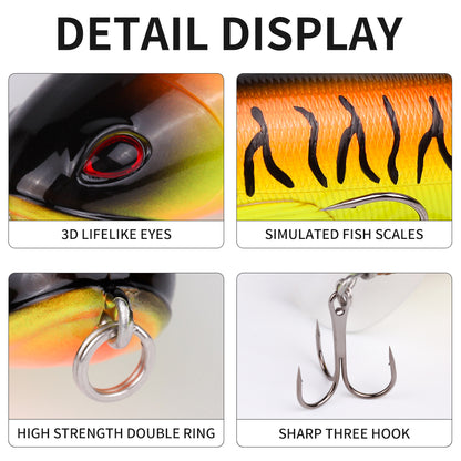 20pcs/set 13g/35g Topwater Fishing Lures Set of 20 Popper Bait with 3D Eyes ABS Plastic Hard Baits for Bass Pike