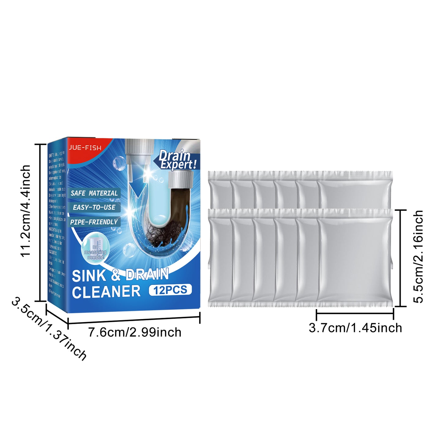 Jue-Fish Drain Cleaner Toilet Kitchen Drain Pipe Anti-Clogging Odor Removal Cleaner