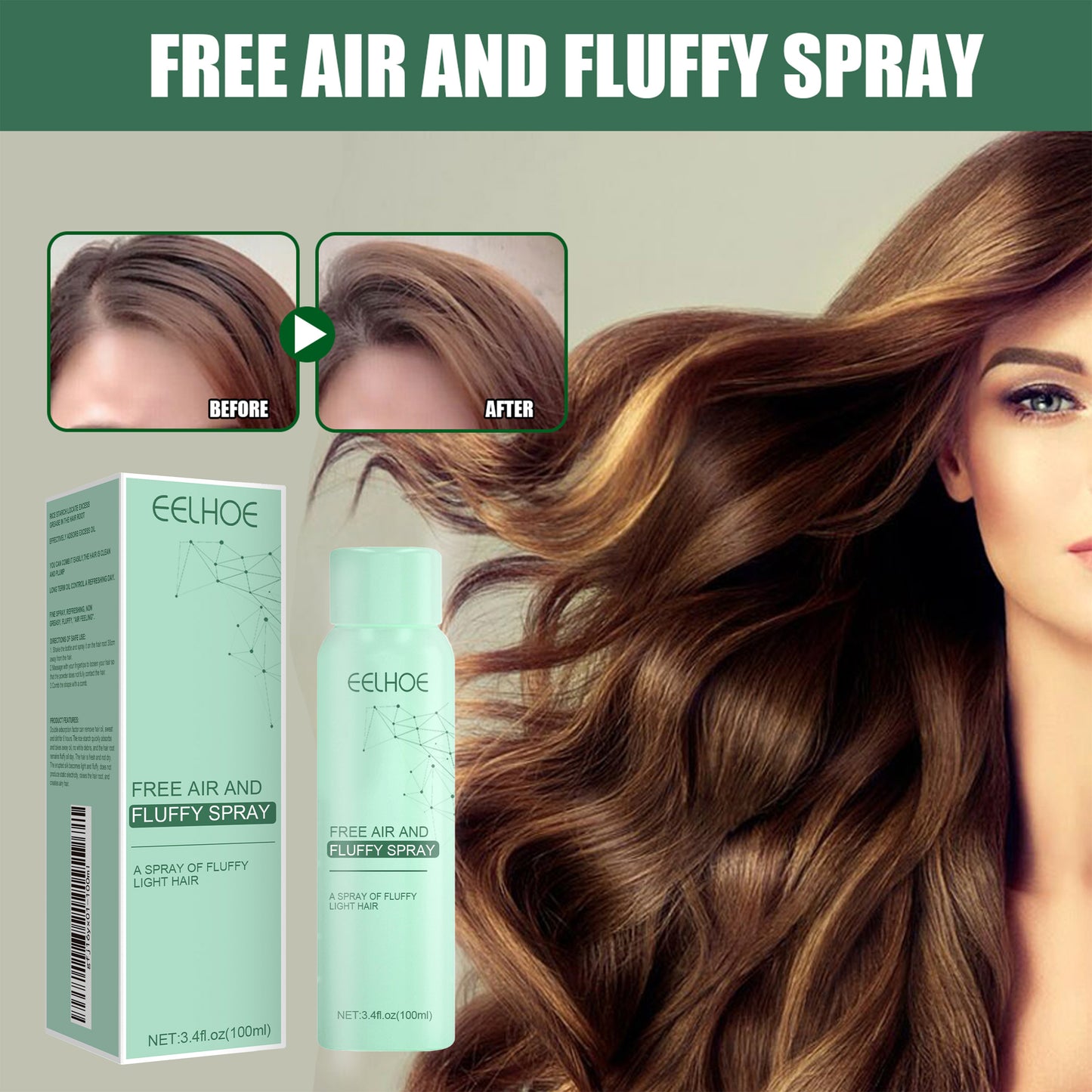 EELHOE Wash-Free Dry Hair Spray Airy Fluffy Oil-Control Dry Shampoo