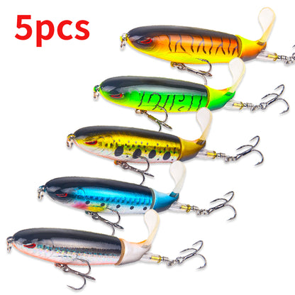 5pcs/set 13g 10cm Top Water Pencil Fishing Lure Hard Bait With Floating Rotating Tail for Bass Trout Freshwater Saltwater