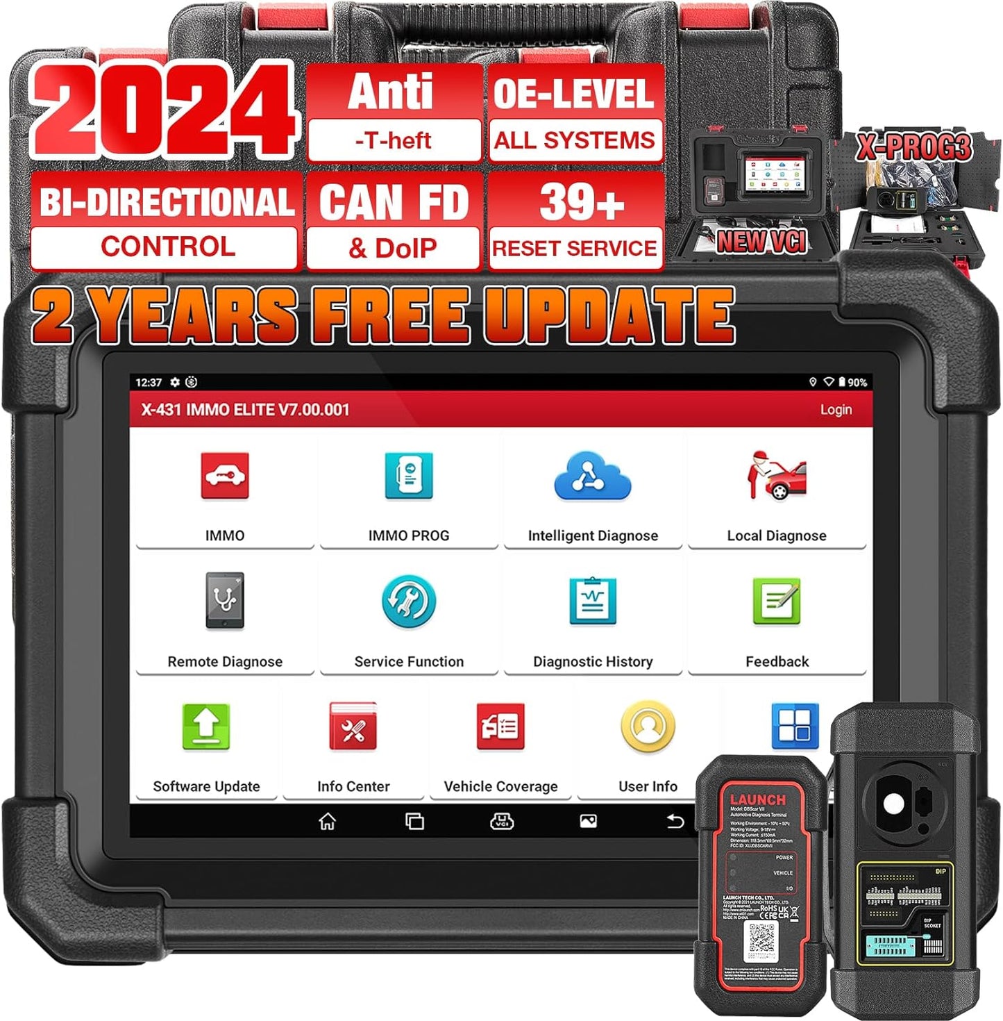 LAUNCH X431 IMMO Elite Programming Tool With 2 Years Update All Systems Bi-Directional Control Diagnostic Tool 39+ Services