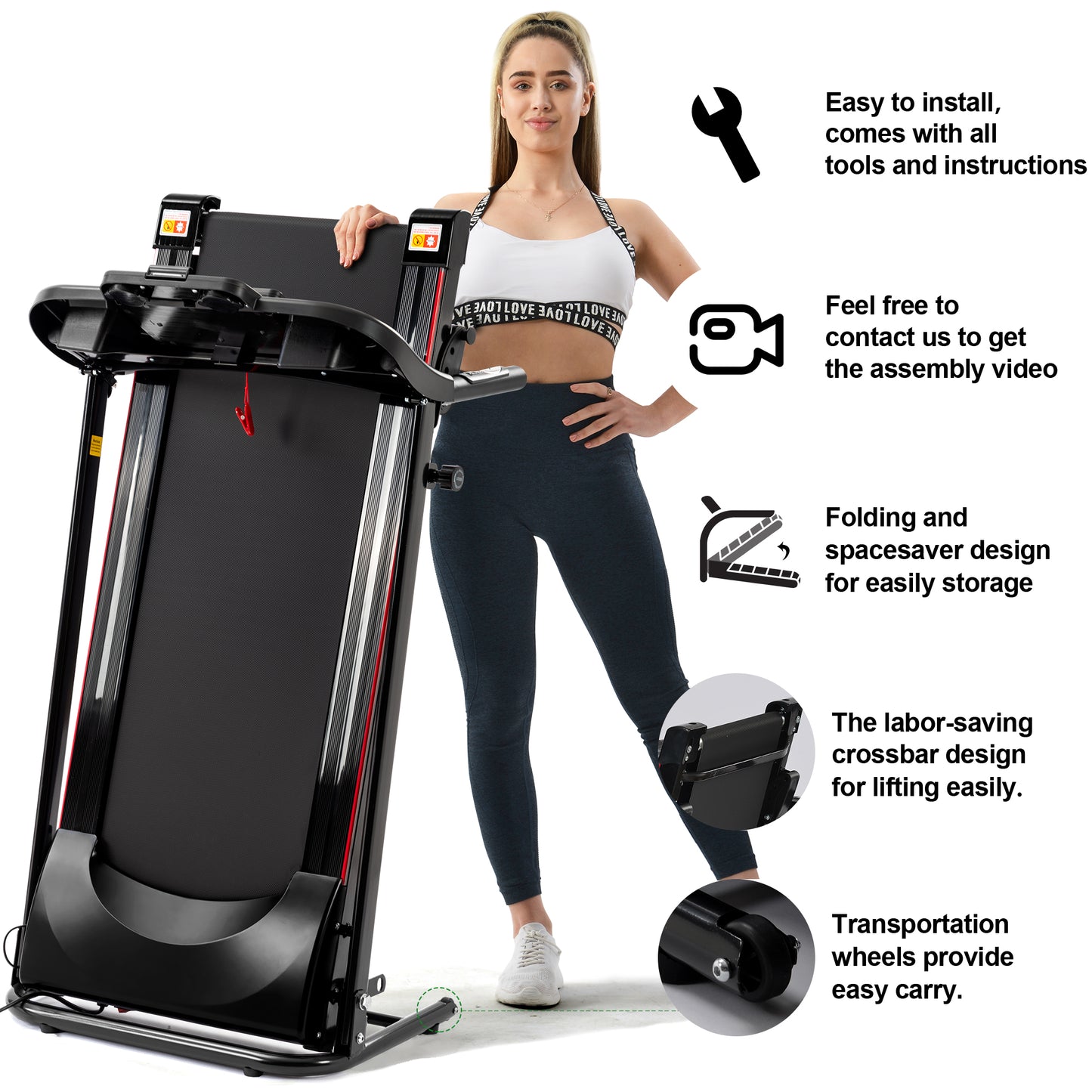 TOPKO in STOCK US WAREHOUSE Folding Treadmills with Incline Portable Electric Foldable Treadmill