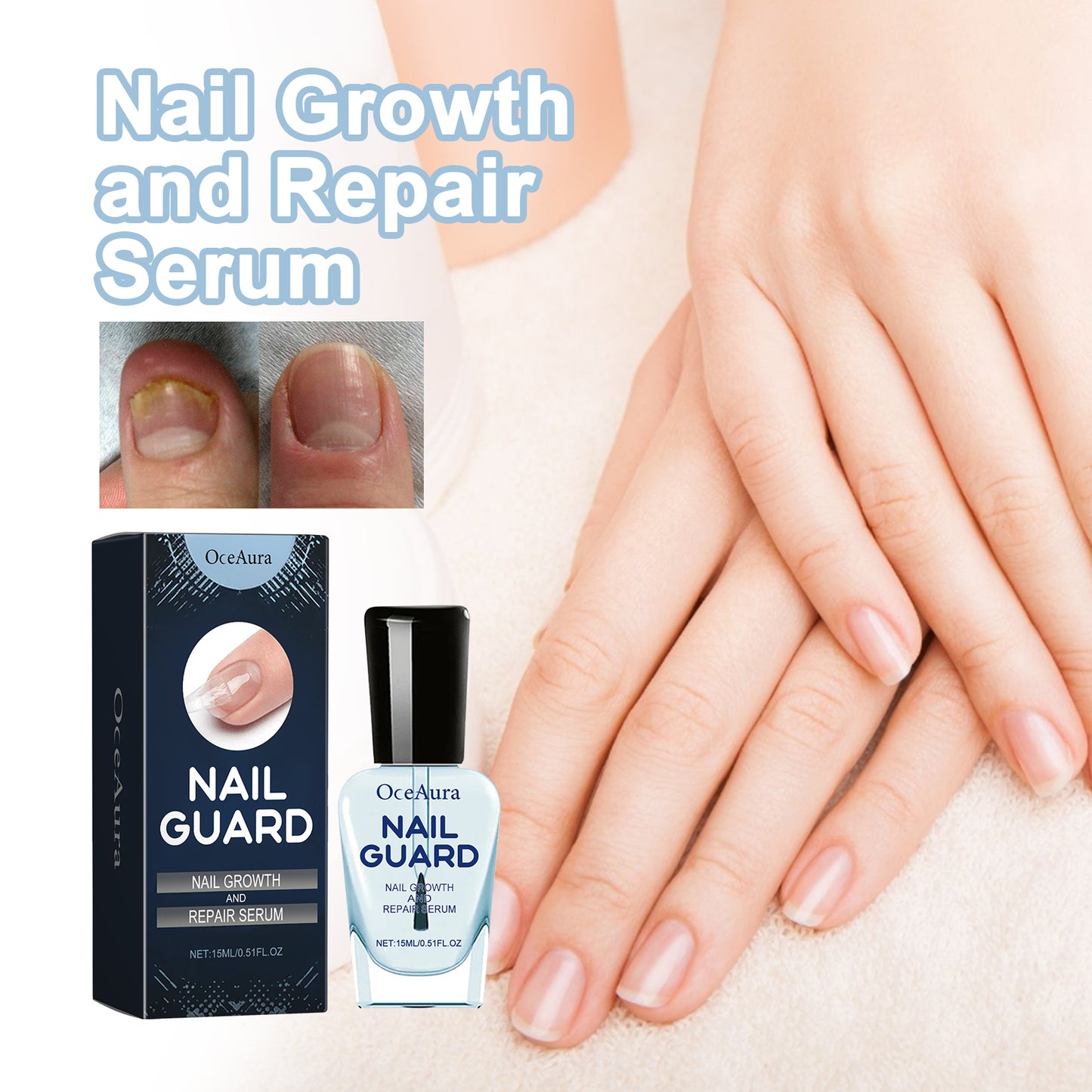 OCEAURA Nail Repair Essence Hand and Foot Nail Nutrition Moisturizing Repair Soft Nail Gentle Cleaning Bright Nail Care