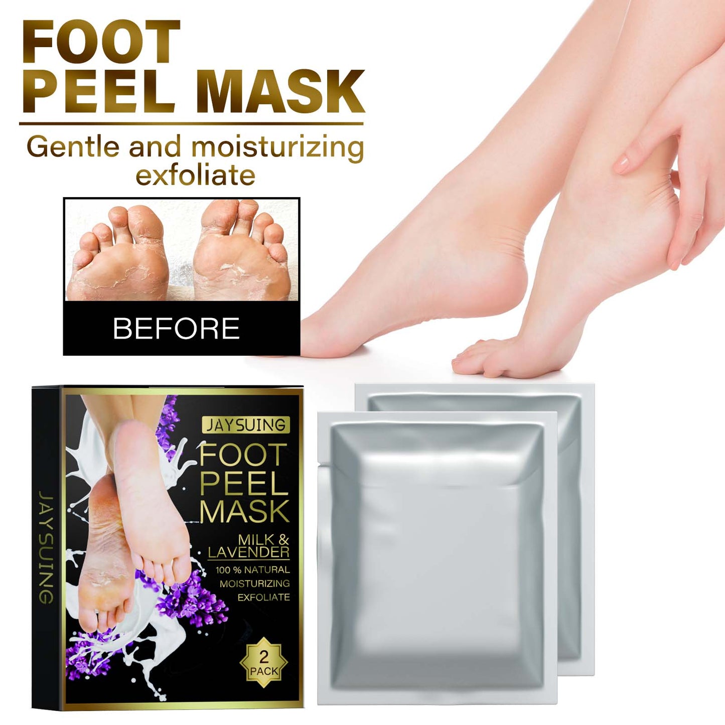 Jaysuing Lavender Exfoliating Foot Mask Exfoliating Foot Care Hydrating Moisturizing Anti-Chapping Moisturizing Skin