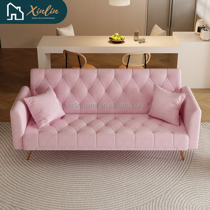 2025 Elegant Modern OEM Folding Leather Futon Bed Living Room Couch Chair for Dining Bedroom Velvet Feature with Free Shipping