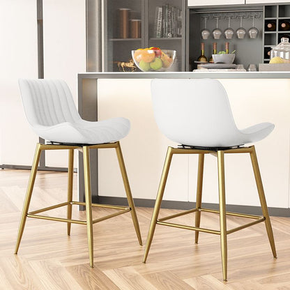 Vintage Luxury Modern Brown Metal Bar Stools with PU Leather Fabric for Home Kitchen Dining Hotel Nordic Style Nightclubs