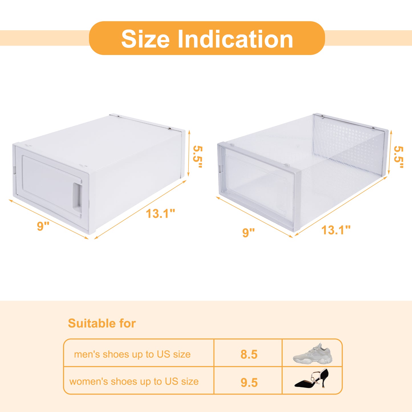 Pack of 18PCS Moisture-Proof and Dust-Proof Simplicity White Plastic Transparent Thickened Shoe Storage Boxes