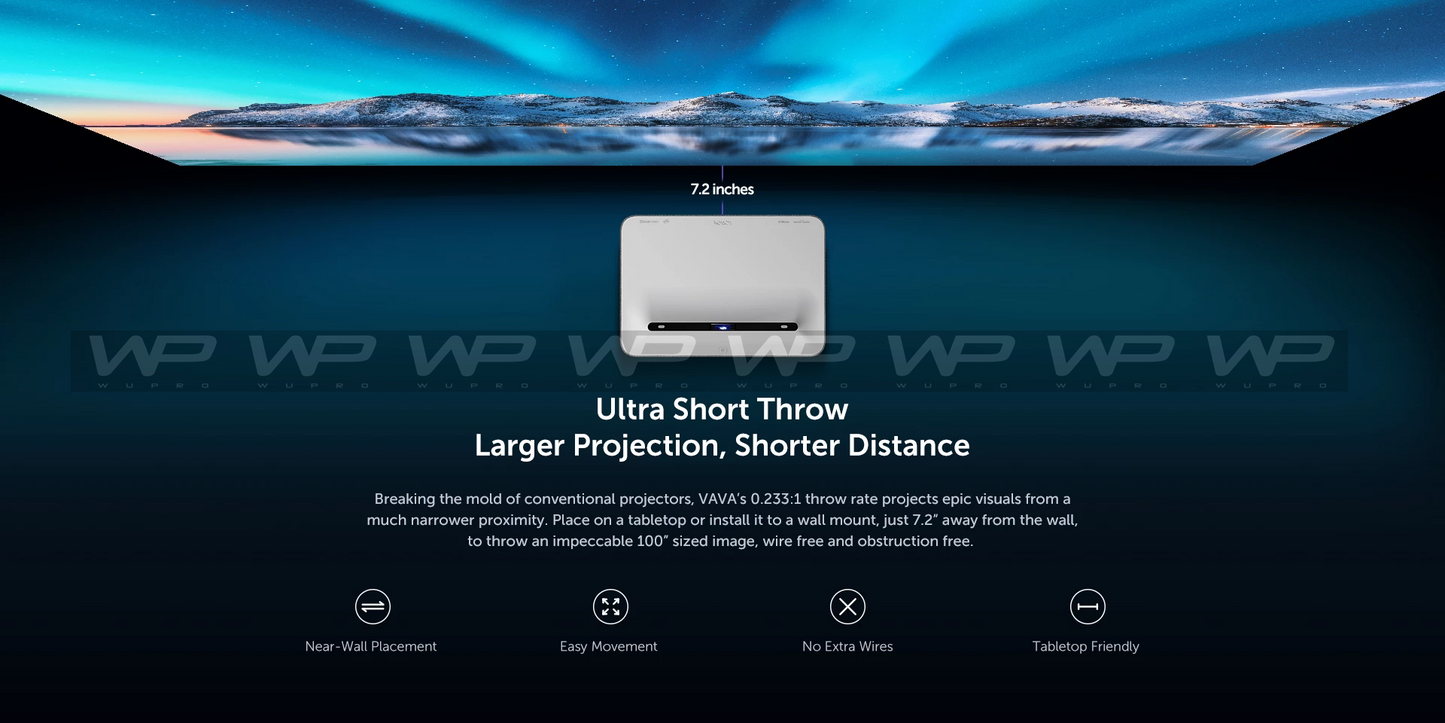 [US Warehouse] Wupro X VAVA UST Native 4K ALPD Laser Projector 2500ANSI Lumens High Brightness 2+32GB Short Throw Projector