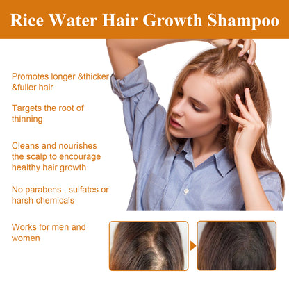 EELHOE Rice Hair Thickening Shampoo Deep Cleansing Volumizing Hair Moisturizing Root Strengthening Hair Care Shampoo