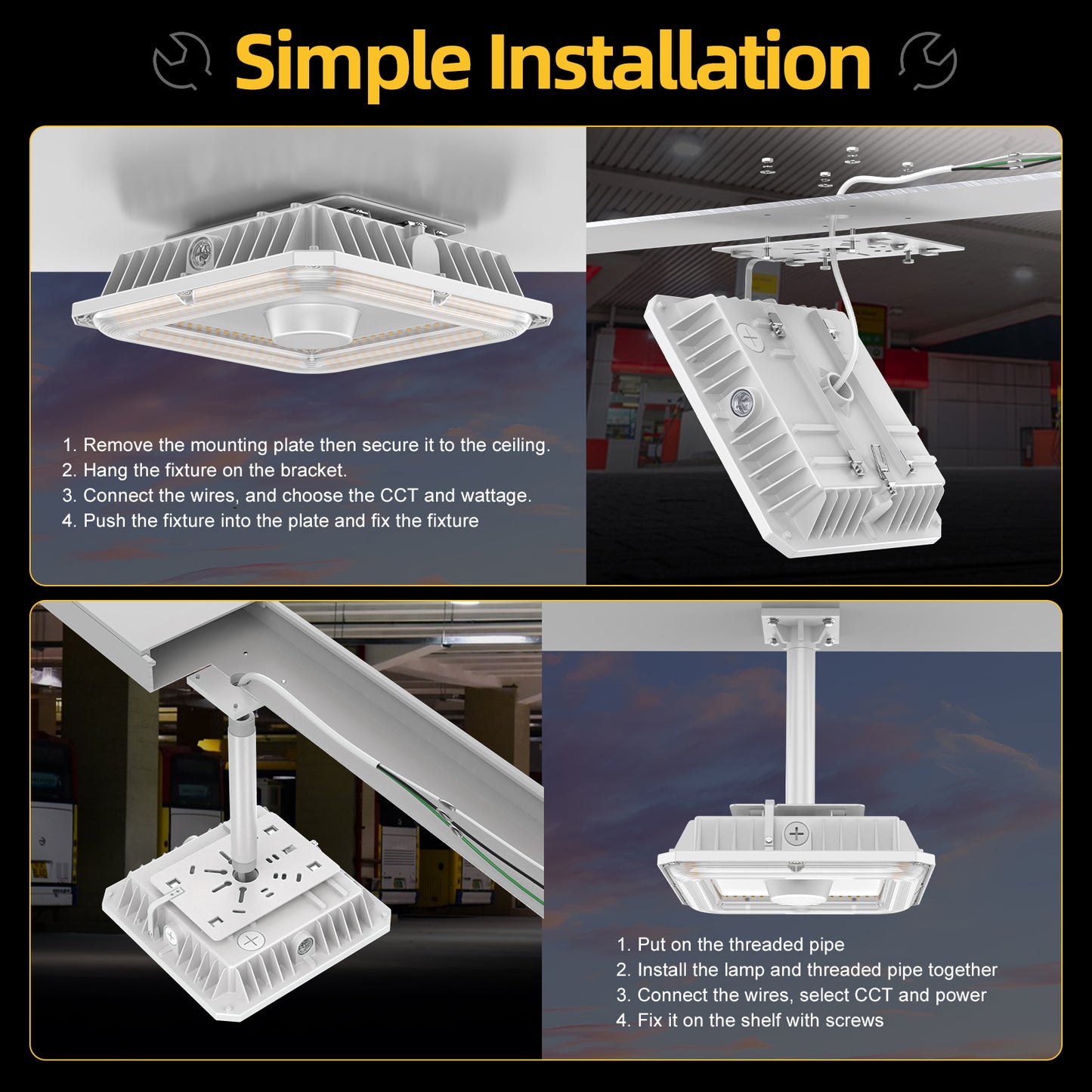 Canopy Light 100w Lights Anti-glare Outdoor Led Gas Station Canopy Light