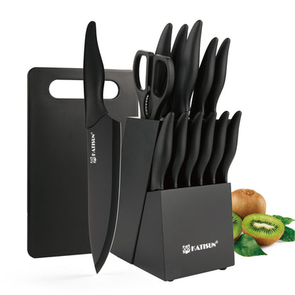 16 Pieces Professional Kitchen Knife Set with Plastic Cutting Board and Kitchen Shears and Non-slip PP Handle