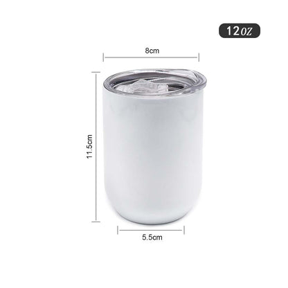 Ready to Ship Double Wall  Sublimation Straight Wine Blank 12oz Stainless Steel Egg Shaped Tumbler With Lid