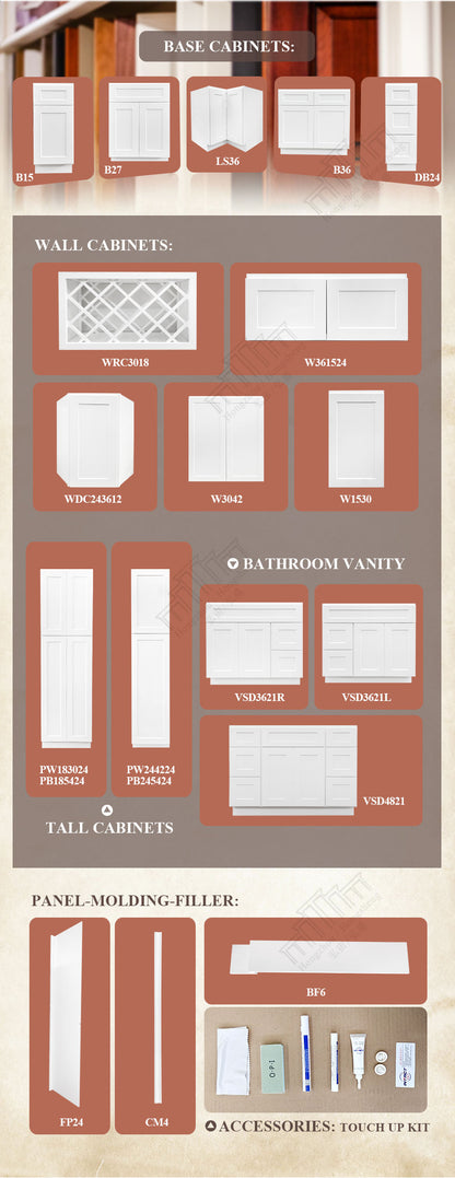 America Free Shipping in Stock RTA Cabinets for Home Improvement B24-B30 Wooden Upgrading Kitchen Cabinets Ready to Assemble