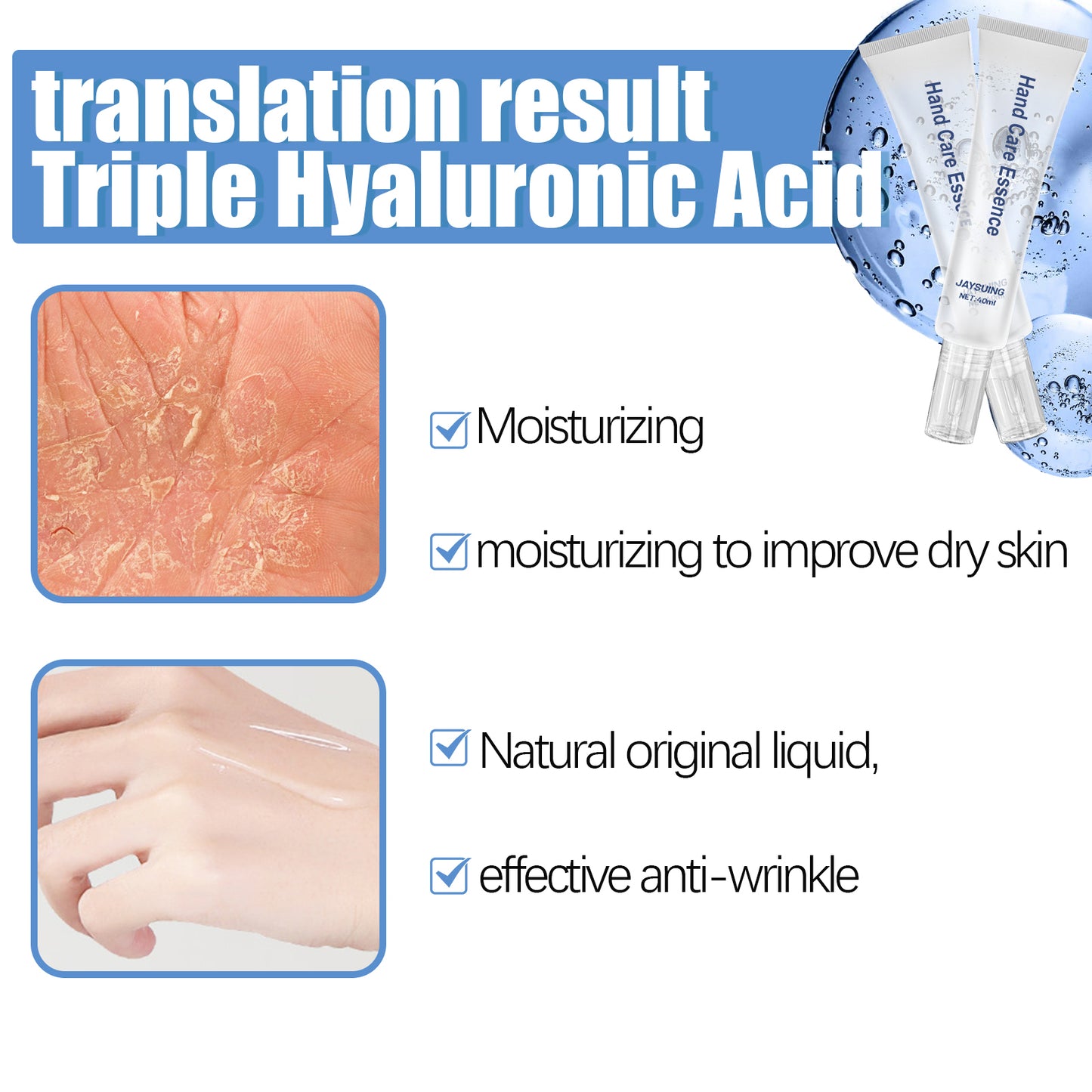 Jaysuing Hyaluronic Acid Hand Guard Essence Hyaluronic Acid Anti-Aging Skin Care Moisturizing Essence