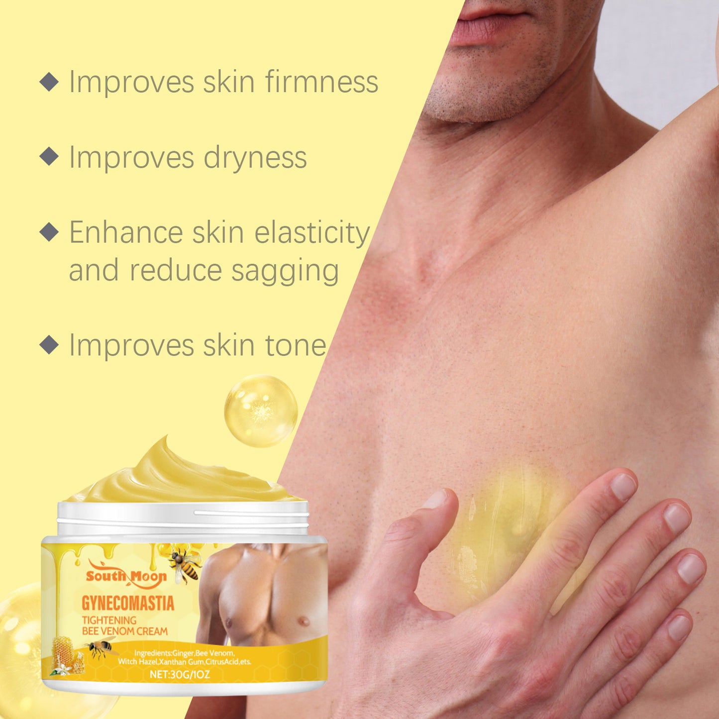 South Moon Bee Venom Breast Firming Massage Cream Men's Chest Care Firming Chest Muscle Massage Body Cream