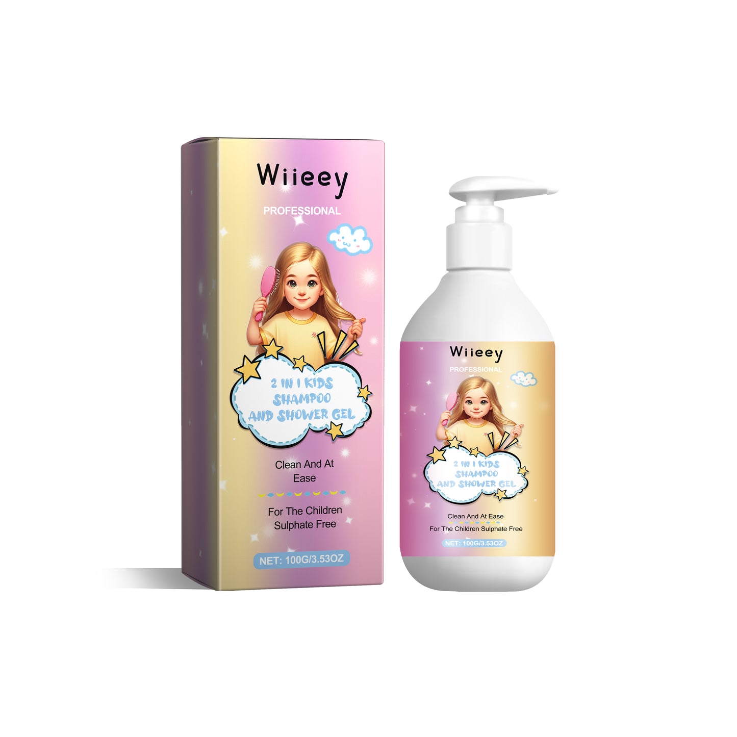 Wiieey 2-in-1 Shampoo and Body Wash Repair Dry Ends and Scalp Massage Gentle Cleansing Smooth Hair Care