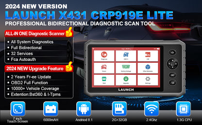 LAUNCH  X431 CRP919E LITE OBD2 Scanner 2025 Newest Professional Diagnostic Tool With FCA AutoAuth Replace CRP909E/ 909X