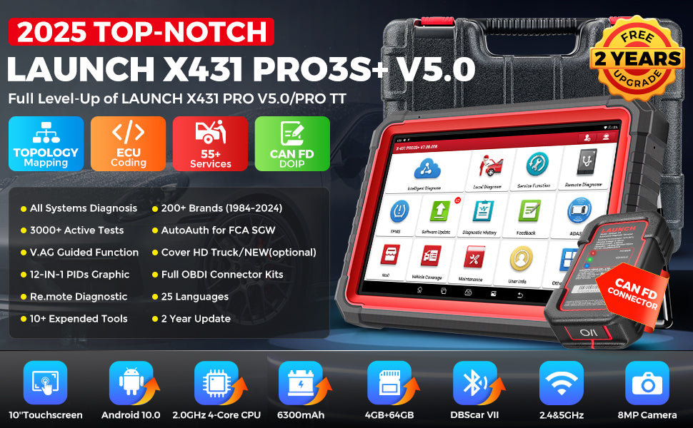 Original X431 OBD2 Scanner Pro3S+ V5.0 Full Function Diagnostic Tools for All 12V Gasoline Cars With 2 Year Free Software