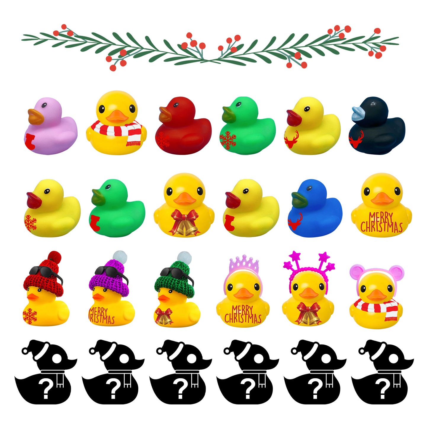 Dowmoo Christmas Rubber Duck Advent Calendar Christmas Rubber Duck Toy Blind Box24Creative Toys