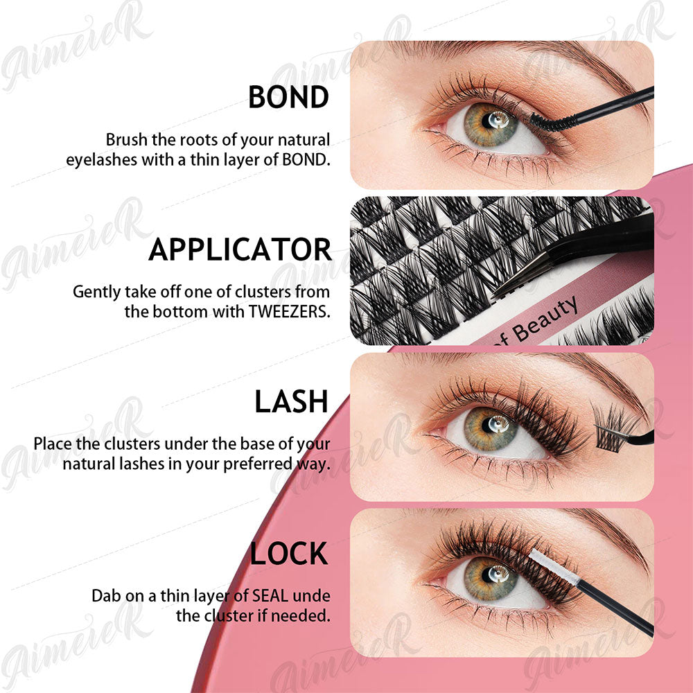 US Local Stock Cluster Lashes Kit Individual DIY Lash Extension Volume Silk Natural Handmade C D Mixed Curl DIY Cluster Lash Kit