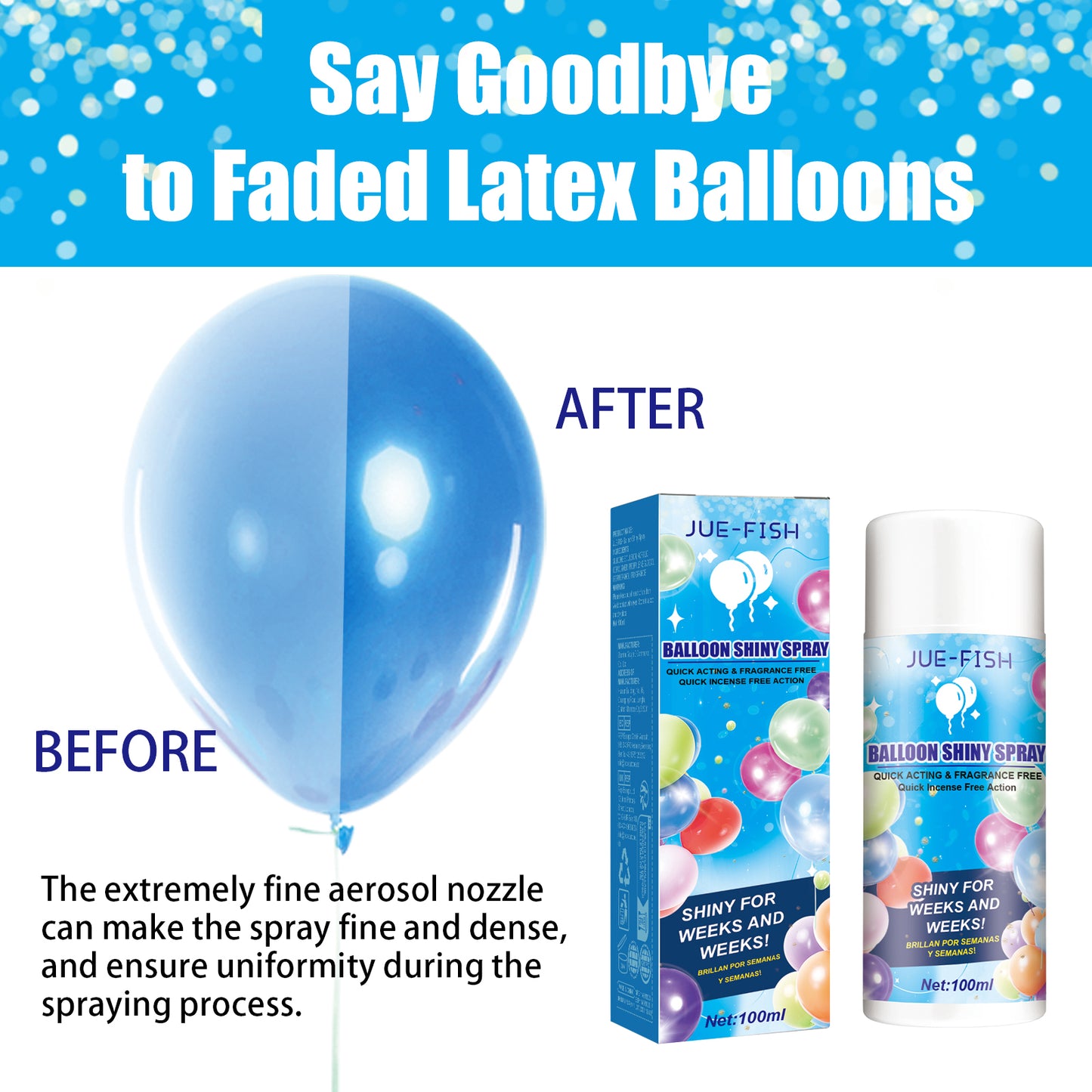 Jue-Fish Aerosol Balloon Spray Balloon Surface Texture Gloss Long-lasting Non-oxidizing Non-fading Spray