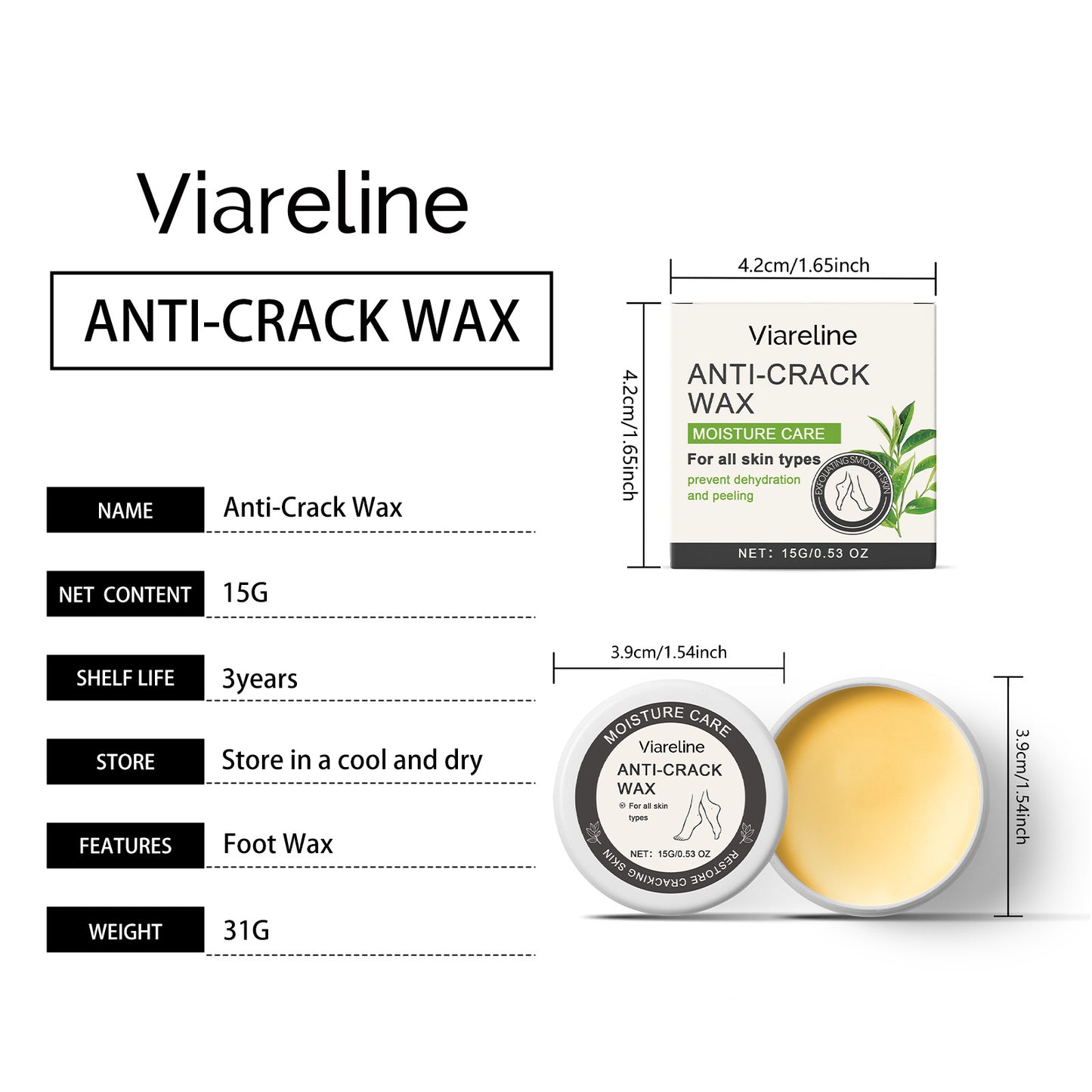 Viareline Foot Care Wax Exfoliating Anti-Dryness Moisturizing Hydrating Smooth Foot Skin Care Wax