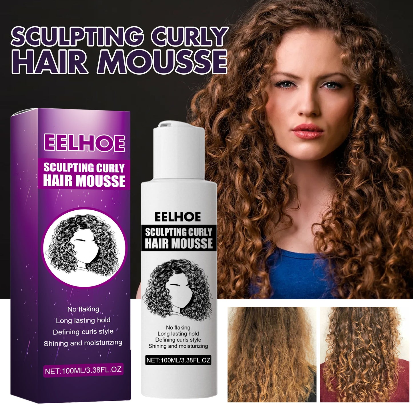 EELHOE Curl Defining Elasticizer Curly Hair Moisturizing Volumizing Styling Hair Elastic Serum